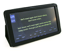 Tablet showing song app.